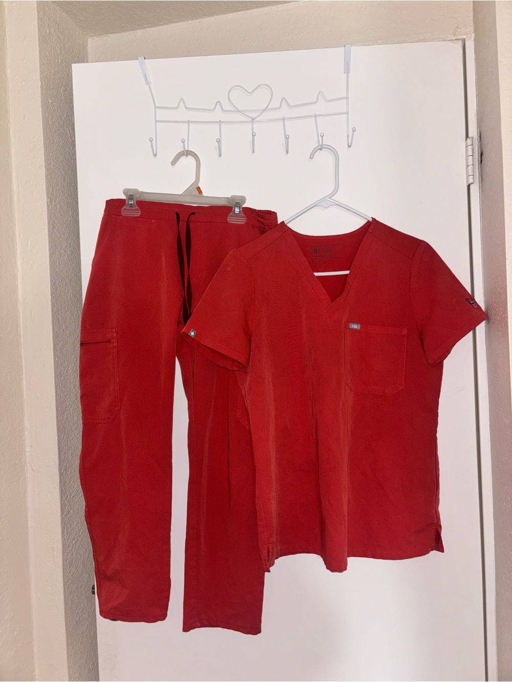 Figs Burgundy Women's Scrub Set - V-Neck Top & Drawstring Pants
